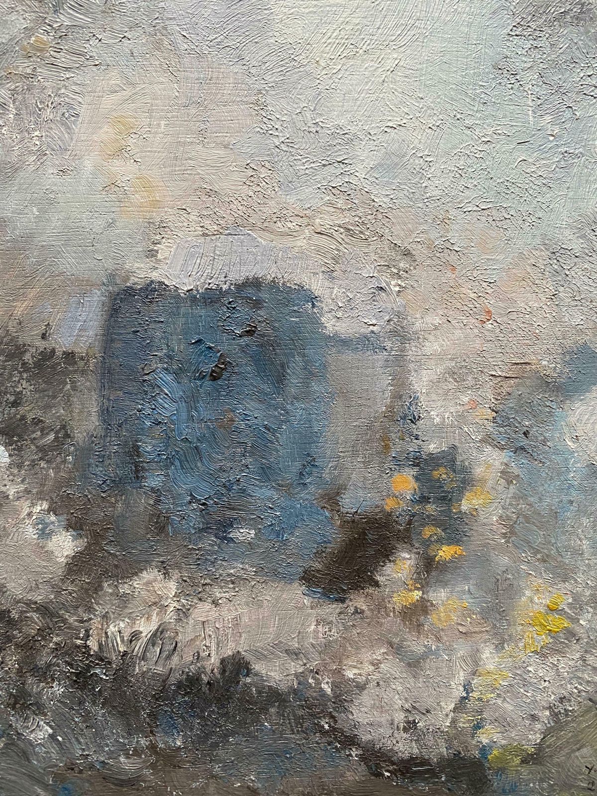 Yvette Dubois Habasquemodernist French Cubist Abstract Painting   Shades Of Blue Colorsc.2000s photo furniture