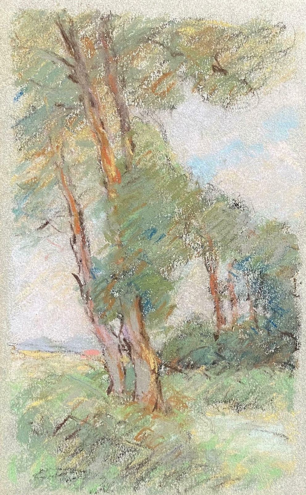 Camille Meriotcamille Meriot French Impressionist Pastel Countryside Wispy Trees In Lanec. 1940's
