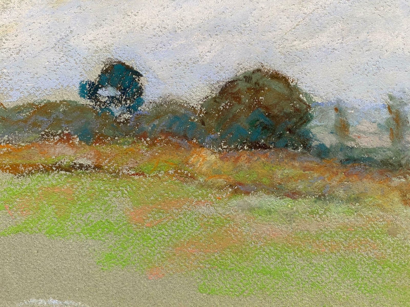 Camille Meriotcamille Meriot, Pastel French Impressionist Green Countryside Viewc. 1940's photo 291.0