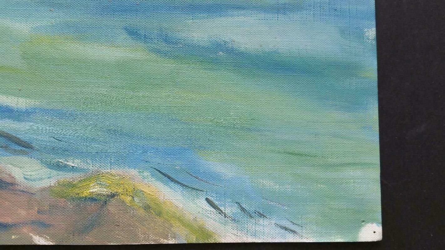 Unknown20th Century French Oil Painting A Clifftop Summer Walk Beach Scene Cliffslate 20th Century photo Art