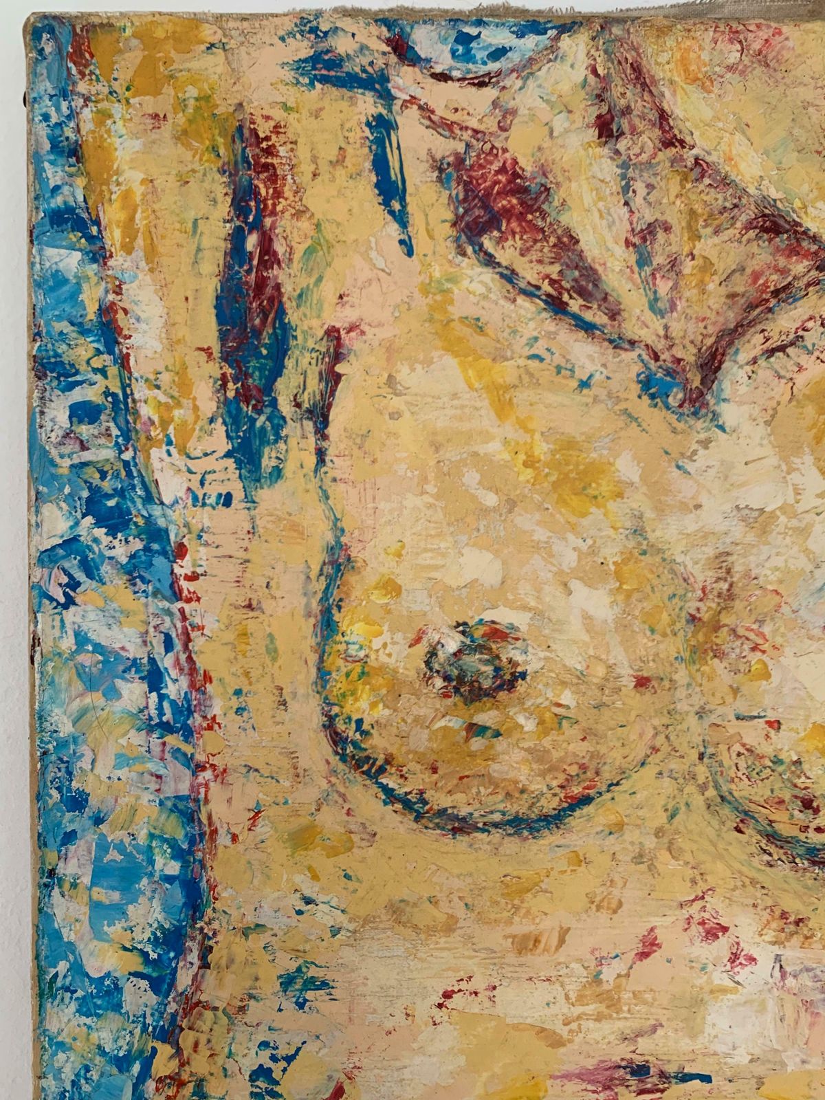 Unknown1970's French Post Impressionist Oil   Nude Lady Sunbathing Blue Backgroundc. 1970's photo 1481.0