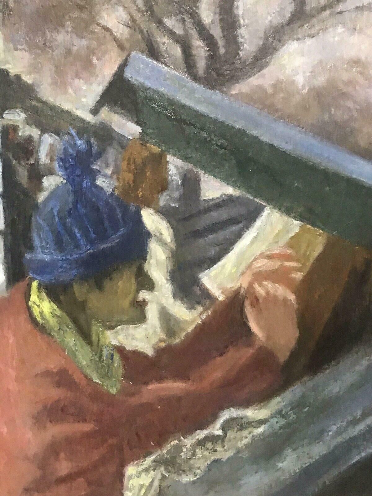 Bertrand Mogniat Duclossigned French Post Impressionist Oil Painting Bouquinistes River Seine Parisc. 1970's photo vinterior