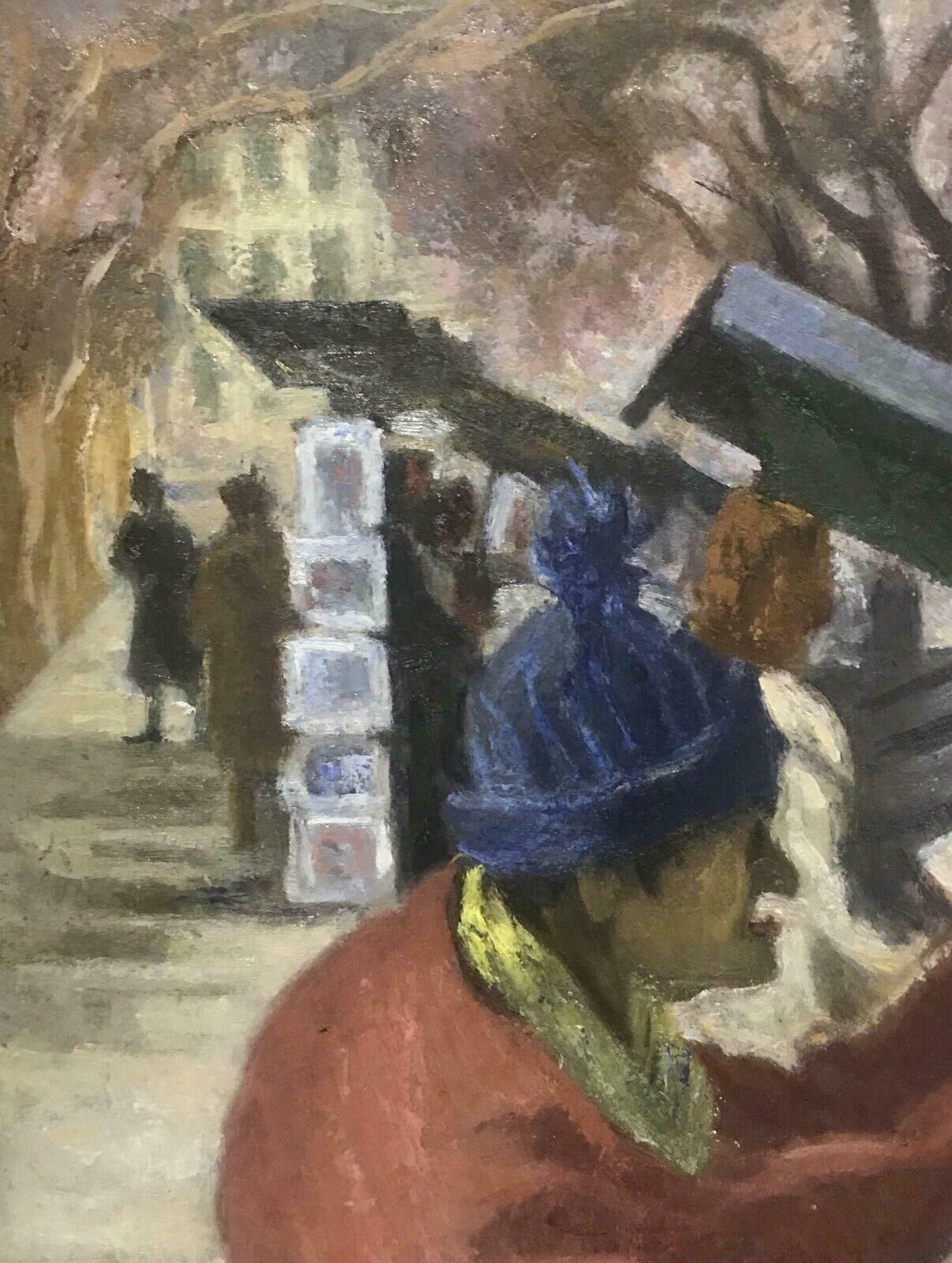 Bertrand Mogniat Duclossigned French Post Impressionist Oil Painting Bouquinistes River Seine Parisc. 1970's photo buy