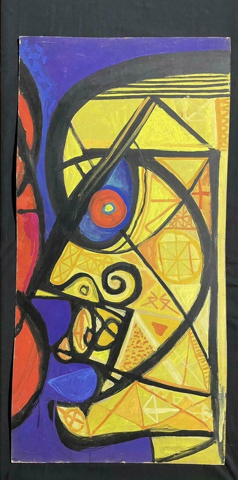 Claude Lagouchehuge Original 1960's French Abstract Painting   Portraits On Both Sidesc. 1960's photo furniture