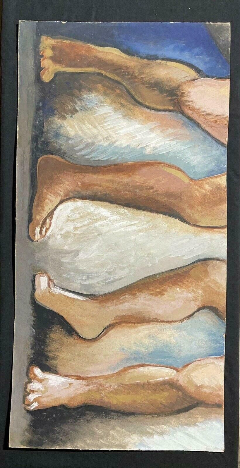 Claude Lagouchehuge Original 1960's French Abstract Painting   Portraits On Both Sidesc. 1960's photo 1226.0