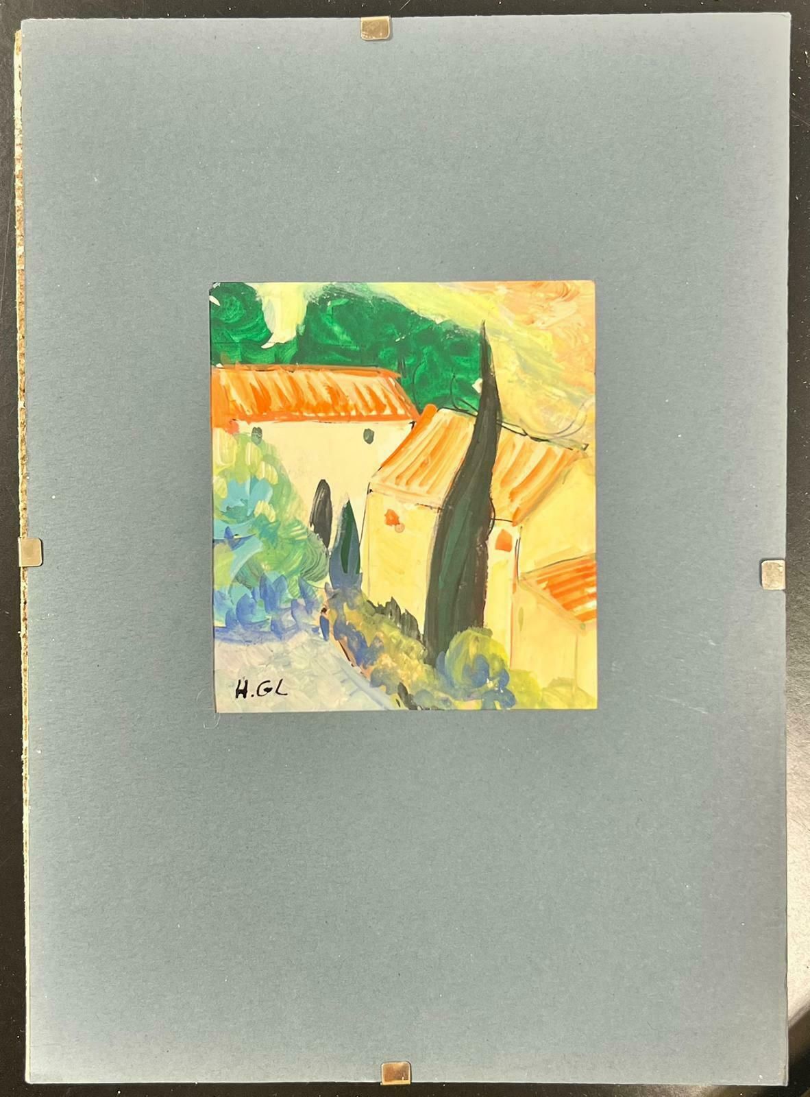 Huguette Ginet Lasnier Provence Landscape Old Houses Cypress Tree French Modernist Paintingc. 2000's photo for sale
