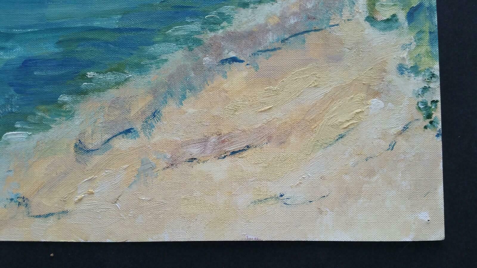 Unknown20th Century French Oil Painting A Summer Beach Blue Skieslate 20th Century photo buy