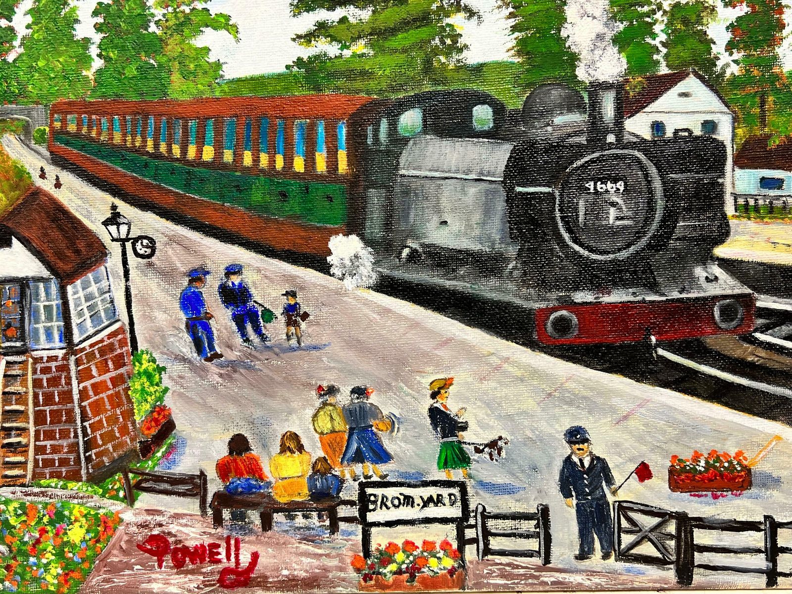 Ben Powellsteam Train Bromyard Station Contemporary British Painting photo for sale