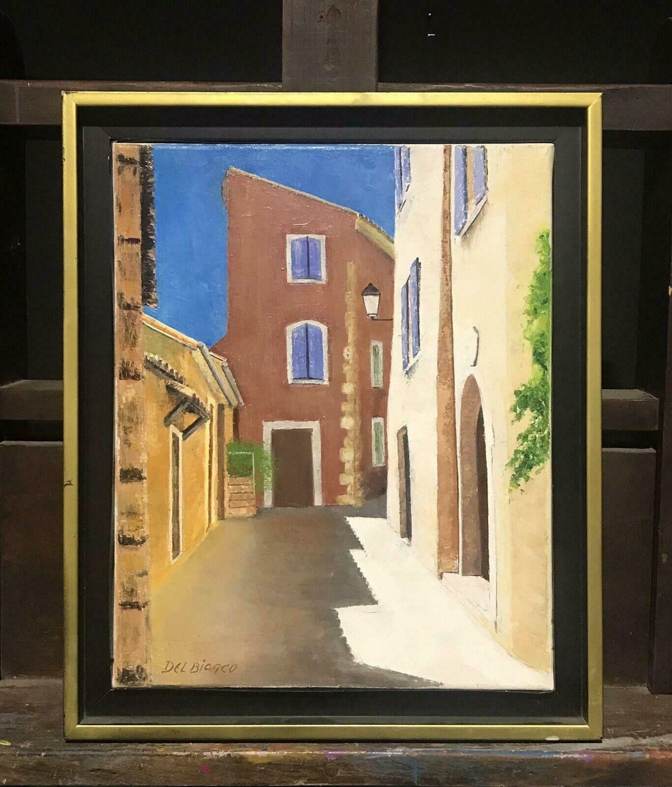 Louis Del Bianco (B.192520th Century French Signed Oil   Mediterranean Empty Street Scene Old Houses20th Century photo furniture