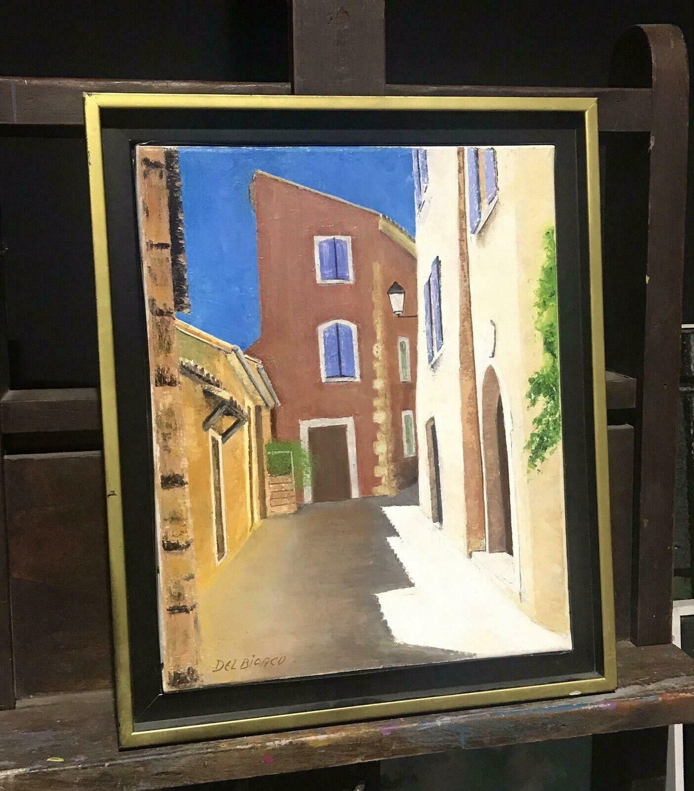 Louis Del Bianco (B.192520th Century French Signed Oil   Mediterranean Empty Street Scene Old Houses20th Century photo Art