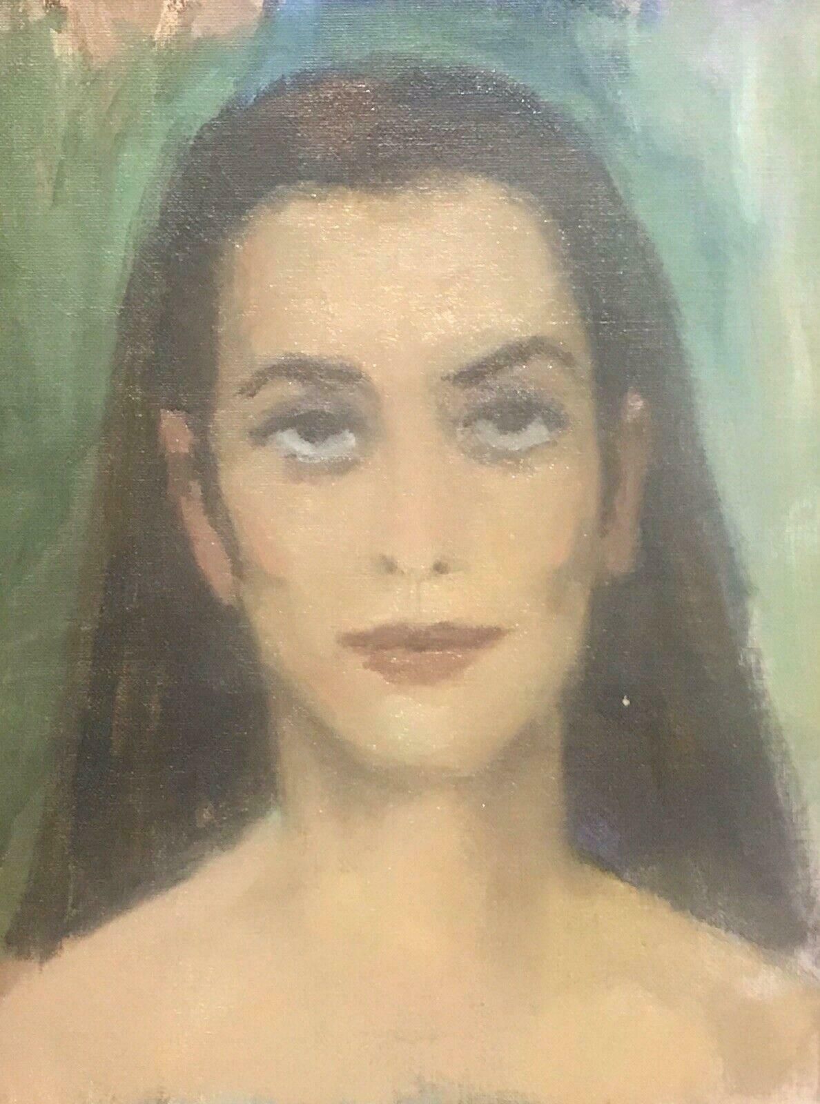 Akos Biroakos Biro (Hungarian 1911 2002) Expressionist Oil Portrait Of A Lady Brown Hairc.1960's photo vinterior