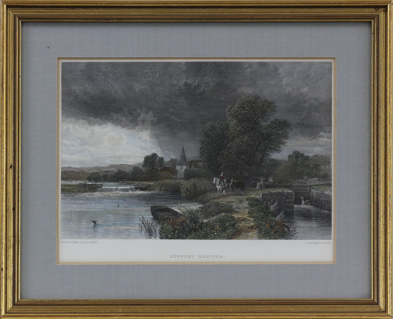 Engraving By Charles Cousen. Titled "Showery Weather". photo vinterior
