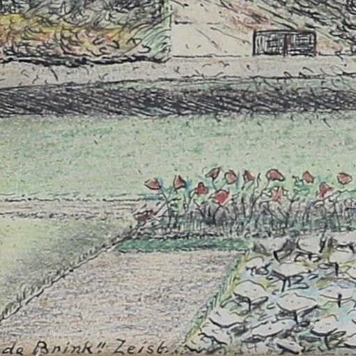 Pen And Ink Drawing. Title Is "De Brink" House. Signature Unclear photo Art