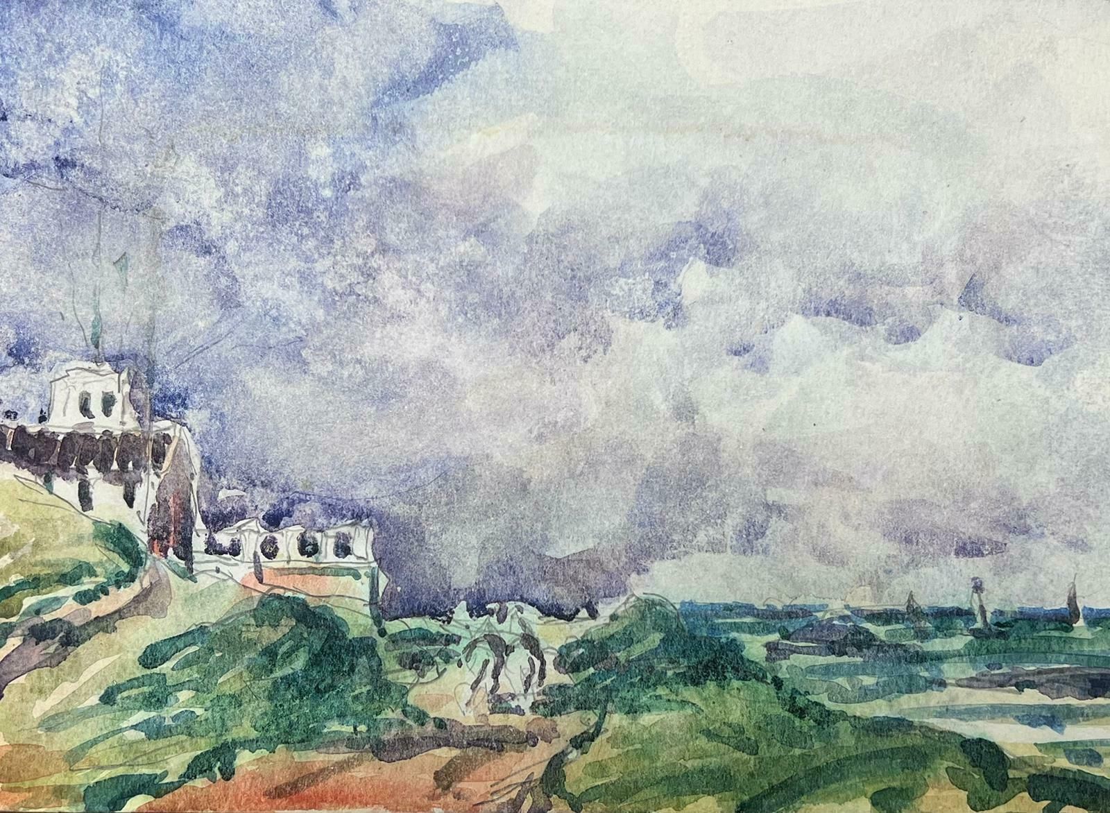 Maurice Mazeiliefrench Impressionist Watercolour Landscape Green Crashing Waves