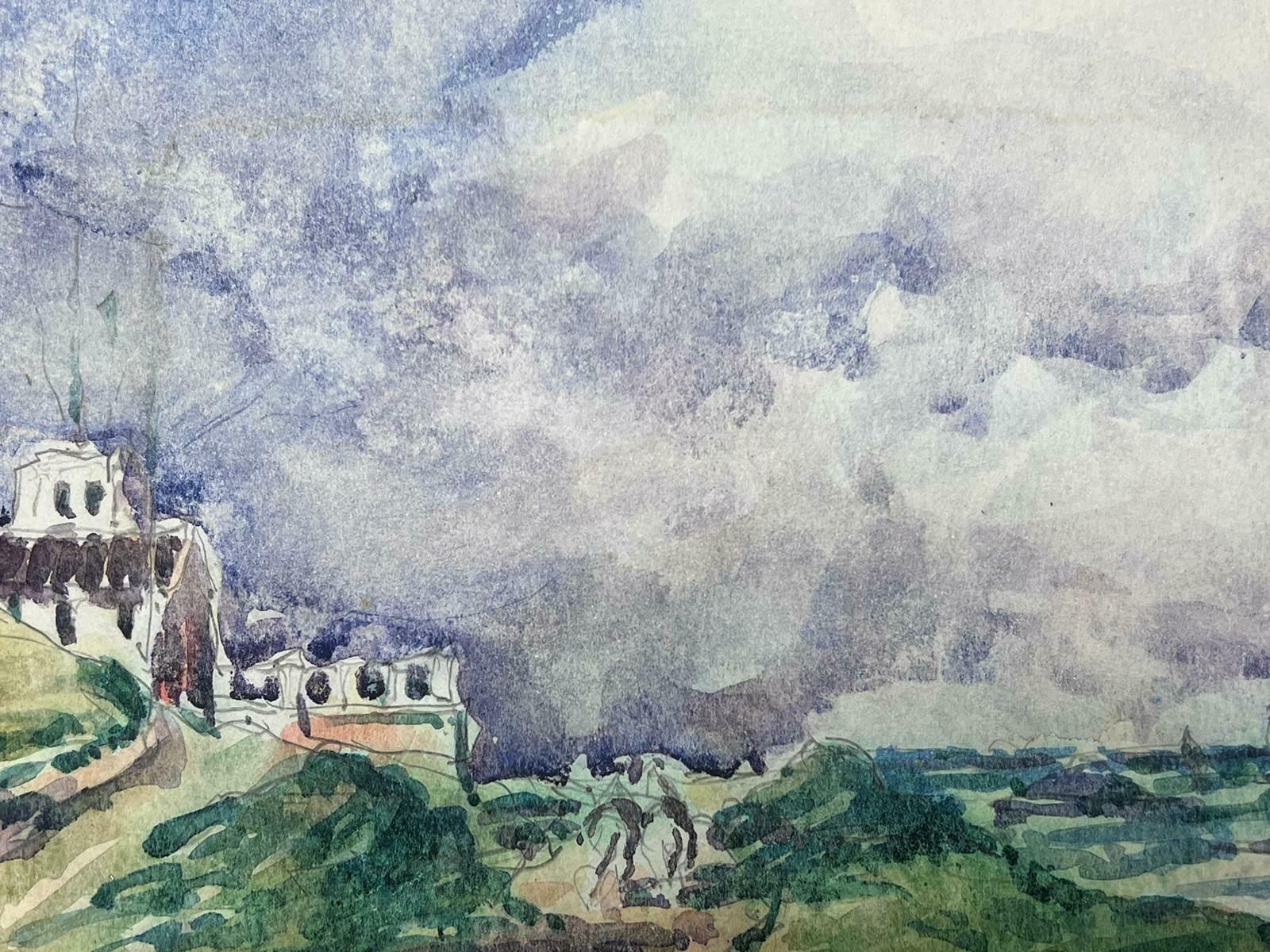 Maurice Mazeiliefrench Impressionist Watercolour Landscape Green Crashing Waves photo for sale