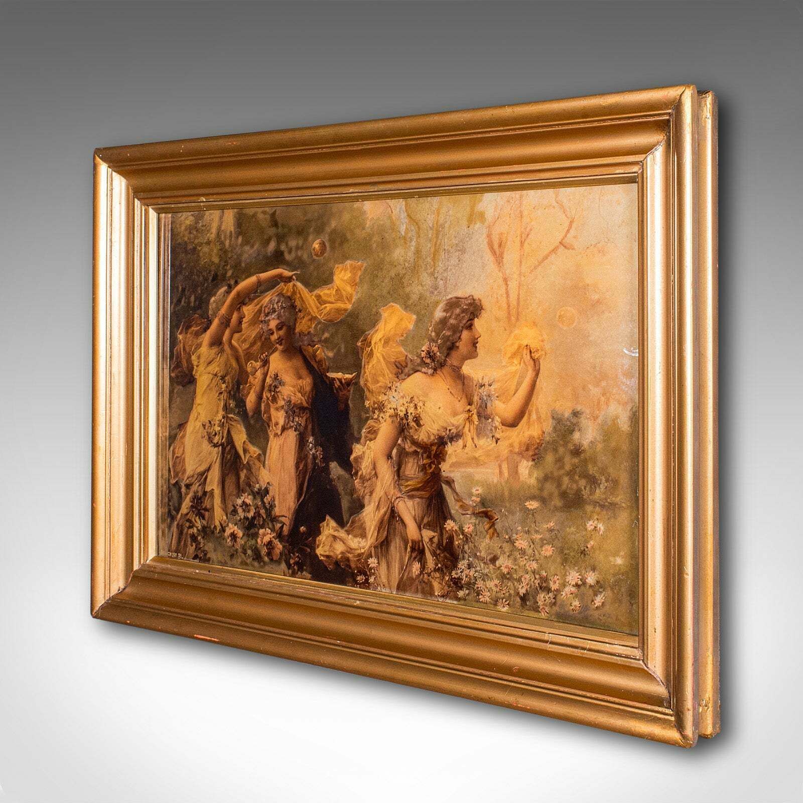 Antique Framed Crystoleum Picture, English, Art, Mezzotint Painting, Victorian photo for sale