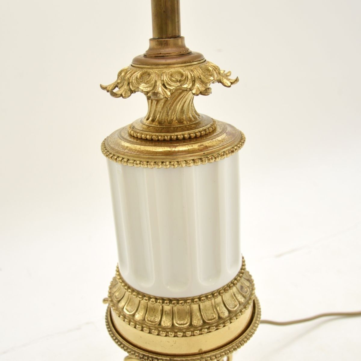 Pair Of Antique French Gilt Metal And Ceramic Table Lamps photo vinterior