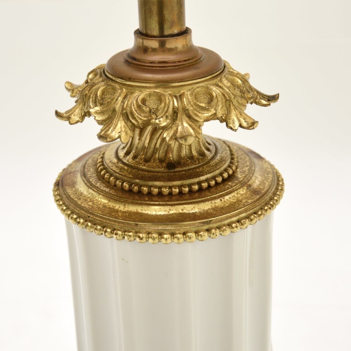 Pair Of Antique French Gilt Metal And Ceramic Table Lamps photo buy