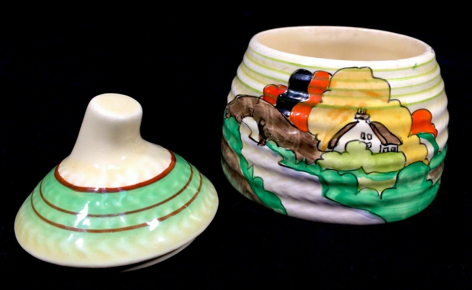 Antique Clarice Cliff   Lorna Preserve / Honey Pot C.1935 Art Deco Pottery photo buy