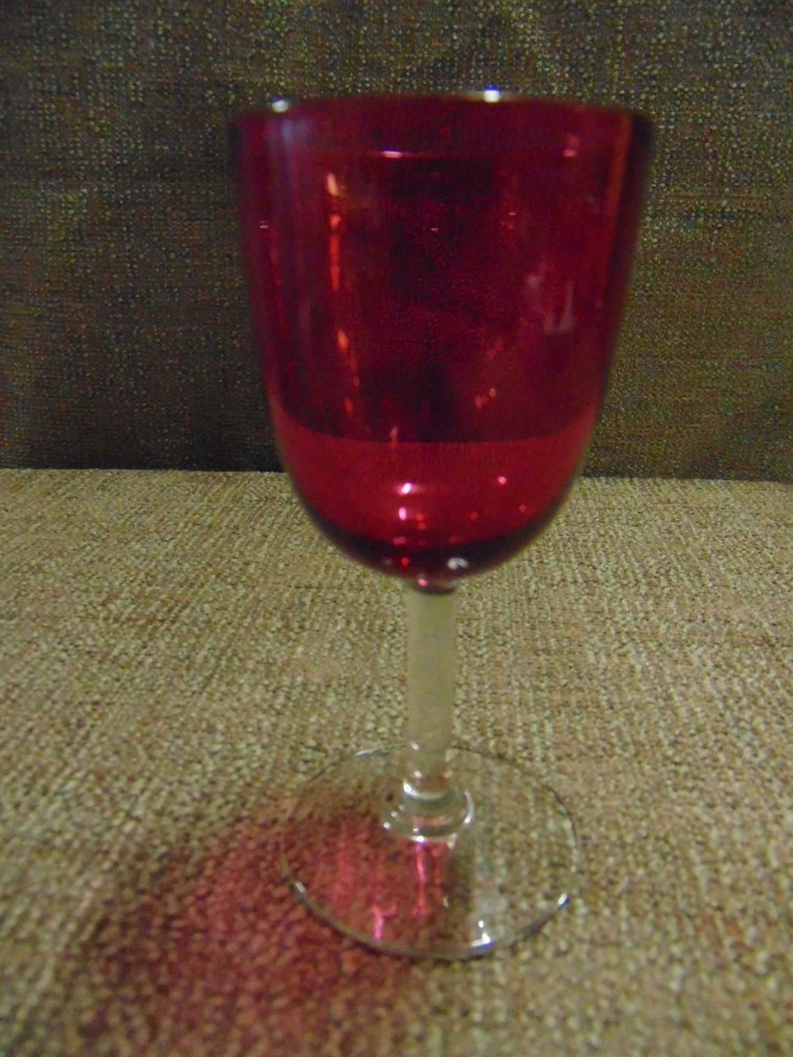 Cranberry Glass Decanter With 6 Glasses photo buy