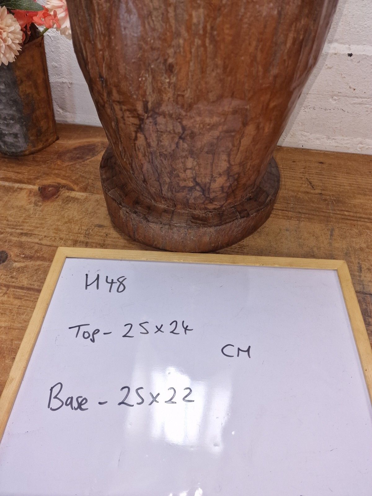95.0 Large Vintage Antique Rustic Wabi Sabi Hand Carved Wooden Grinding  Mortar Bowl photo