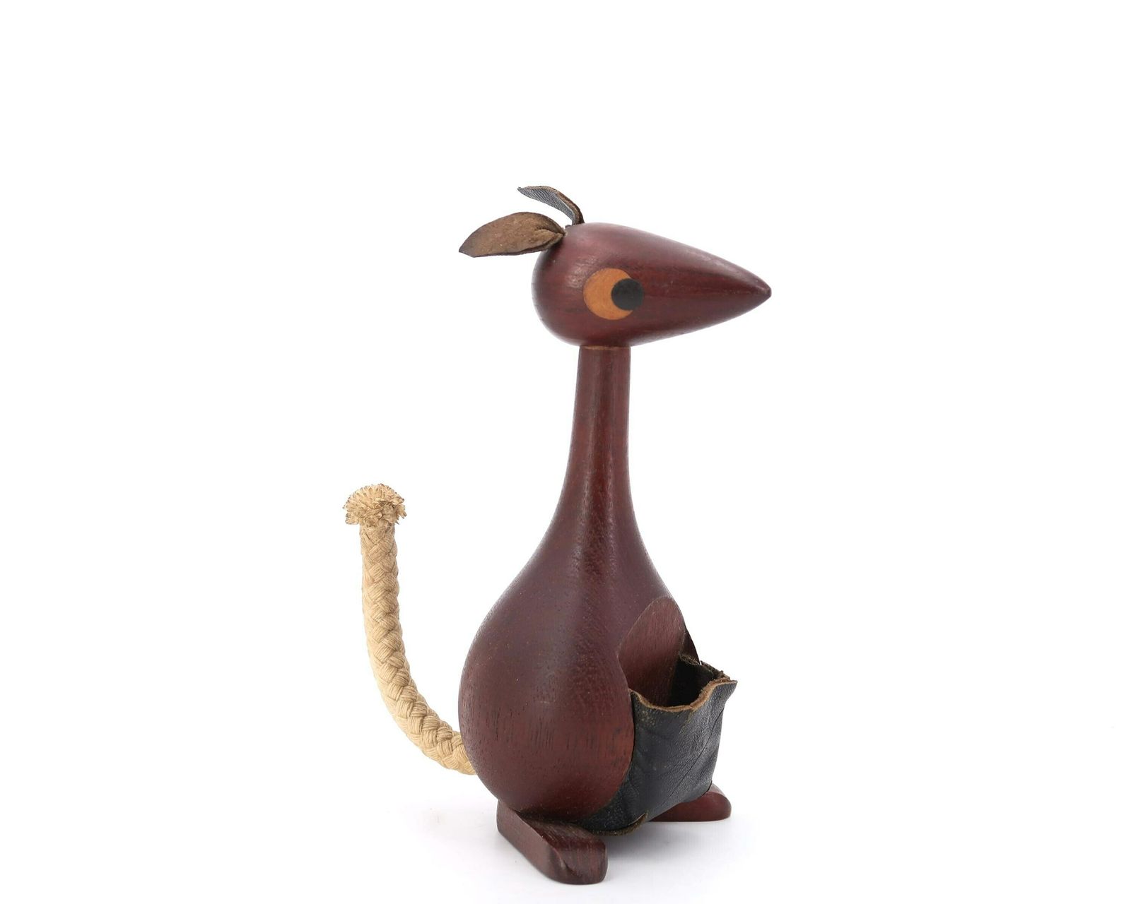 Sveistrup Teak Kangaroo, Luciferdoosjeshouder, Jaren 1960 / Denemarken, Deens, Dier, Figuur, Sculptuur photo for sale