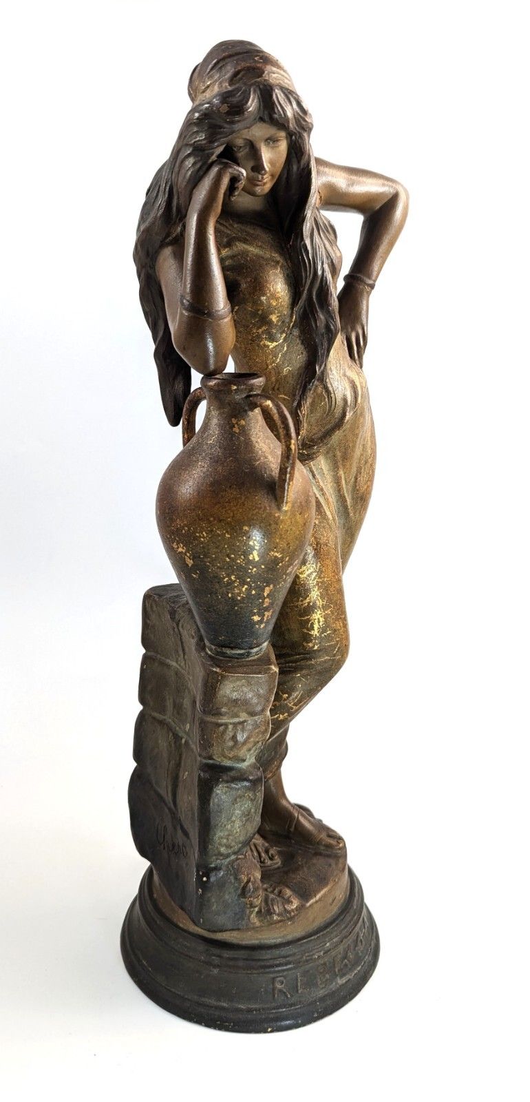 Cherc For Goldscheider Earthenware Figurine “Rebecca By The Spring”, C.1900 photo vinterior