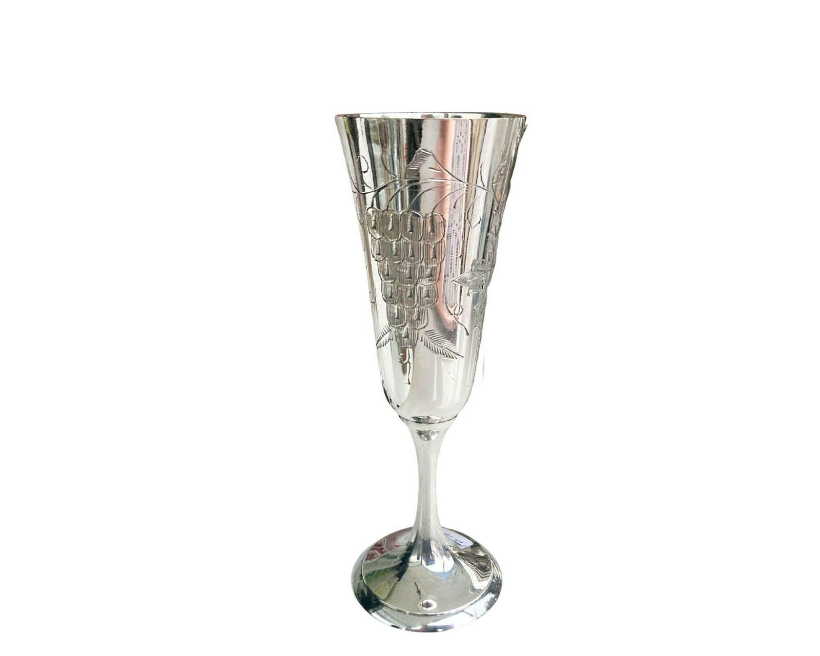 Silver Engraved Champagne Glasses | 6pcs | French Grapes Decor photo furniture