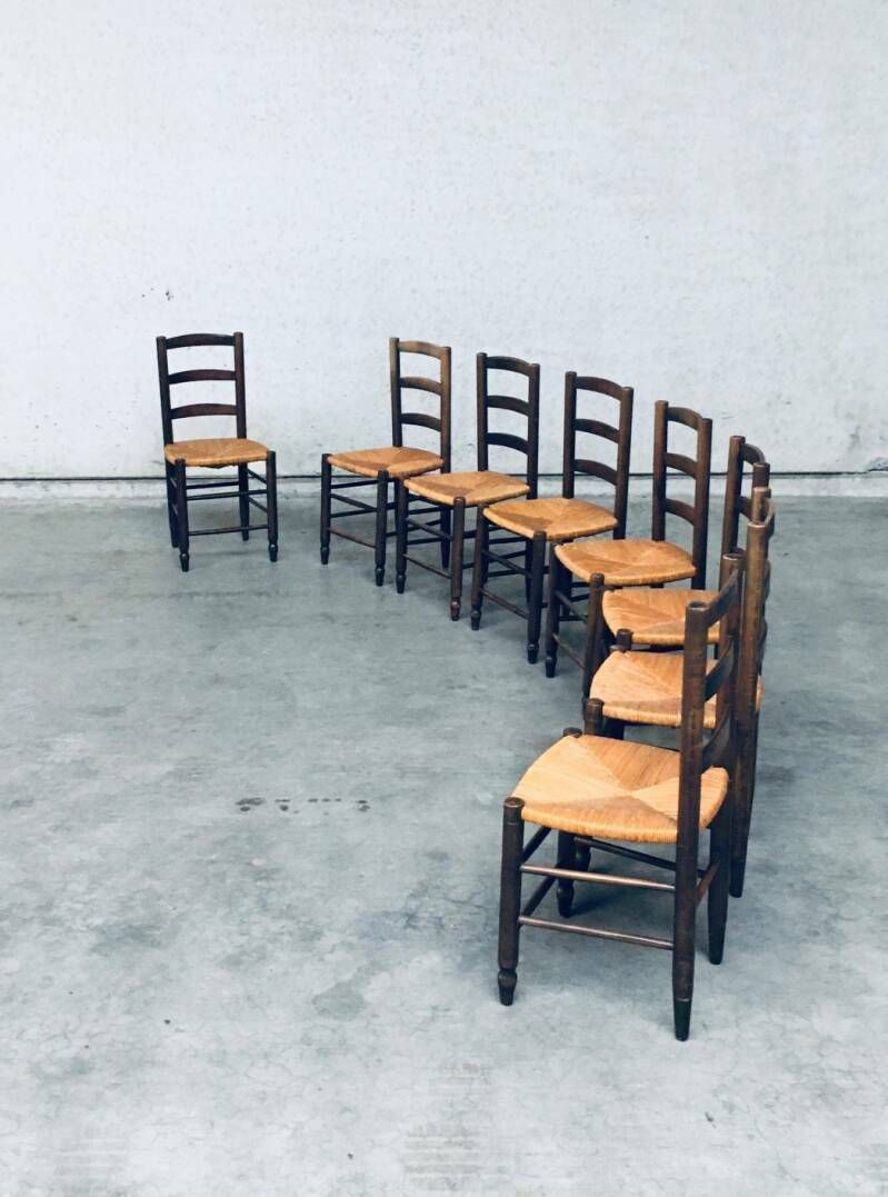 photo for sale Franse Provincial Design Stoelen Met Biezen Zitting, Jaren 1940
