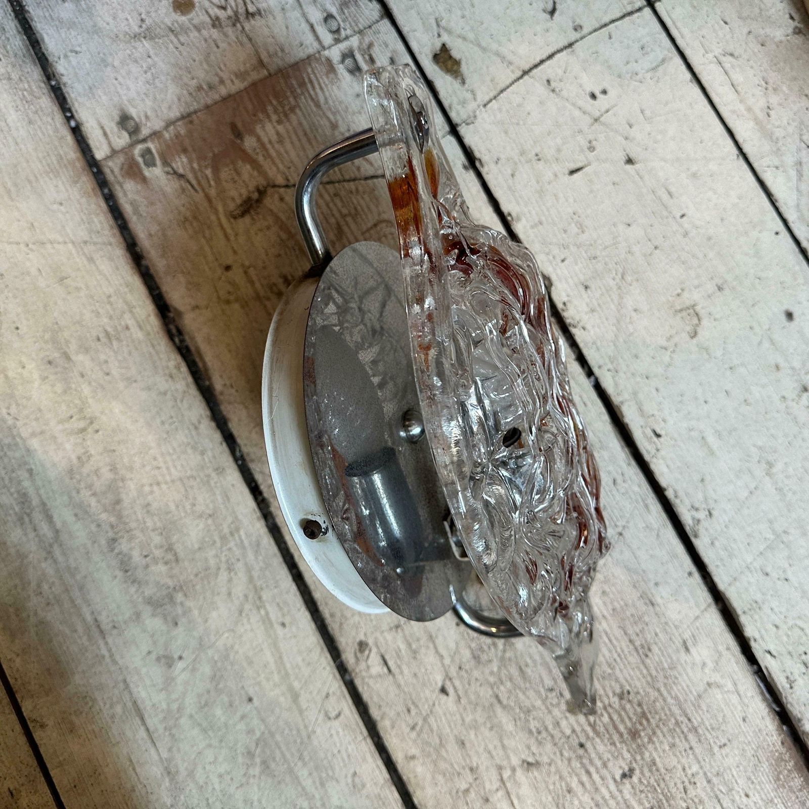 Set Of Two 1970s Space Age Clear And Brown Murano Glass Wall Sconces By Mazzega photo Lighting