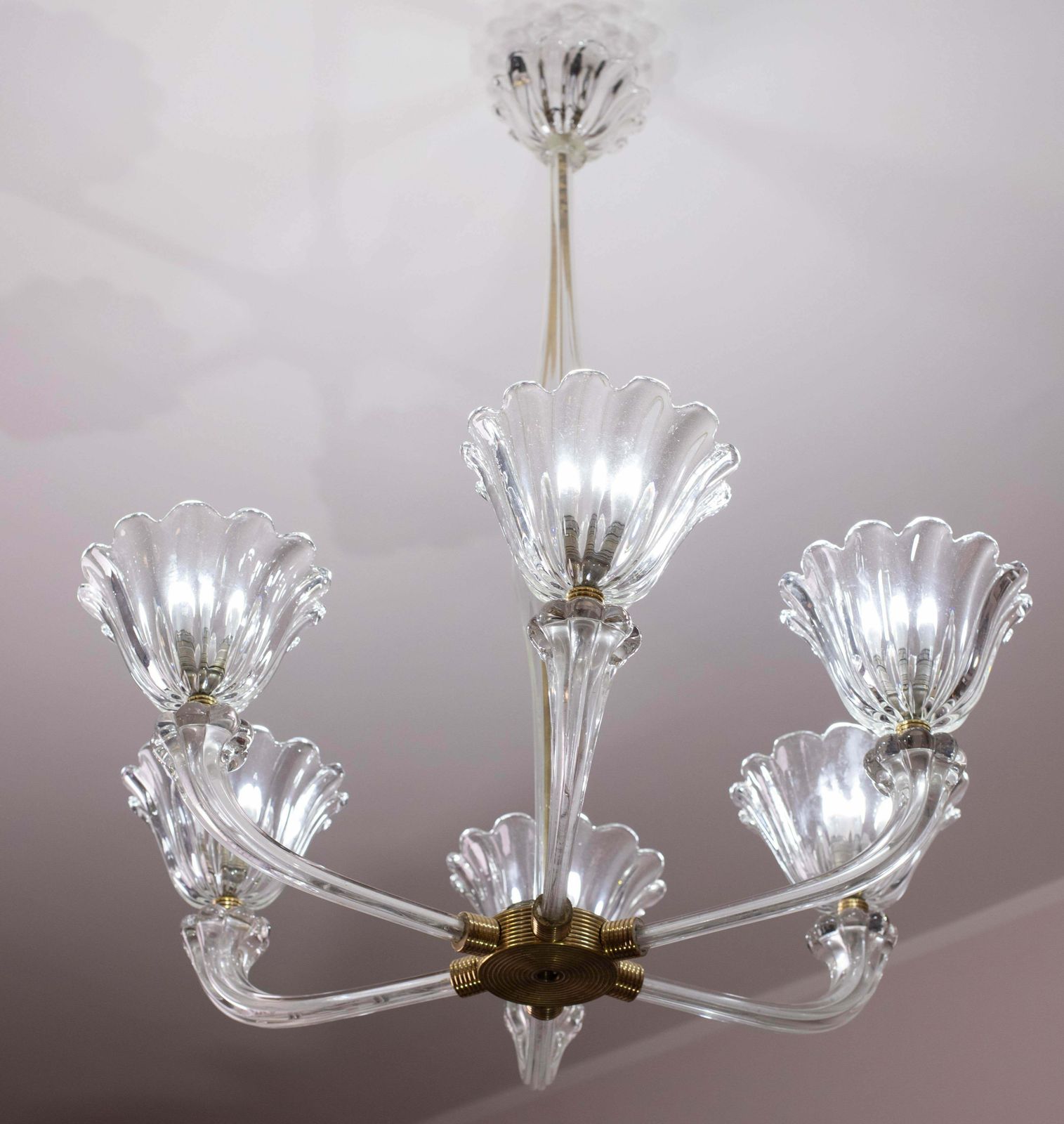 Mid Century Venetian Art Deco Murano Blown Glass Six Light Chandelier By Seguso photo furniture