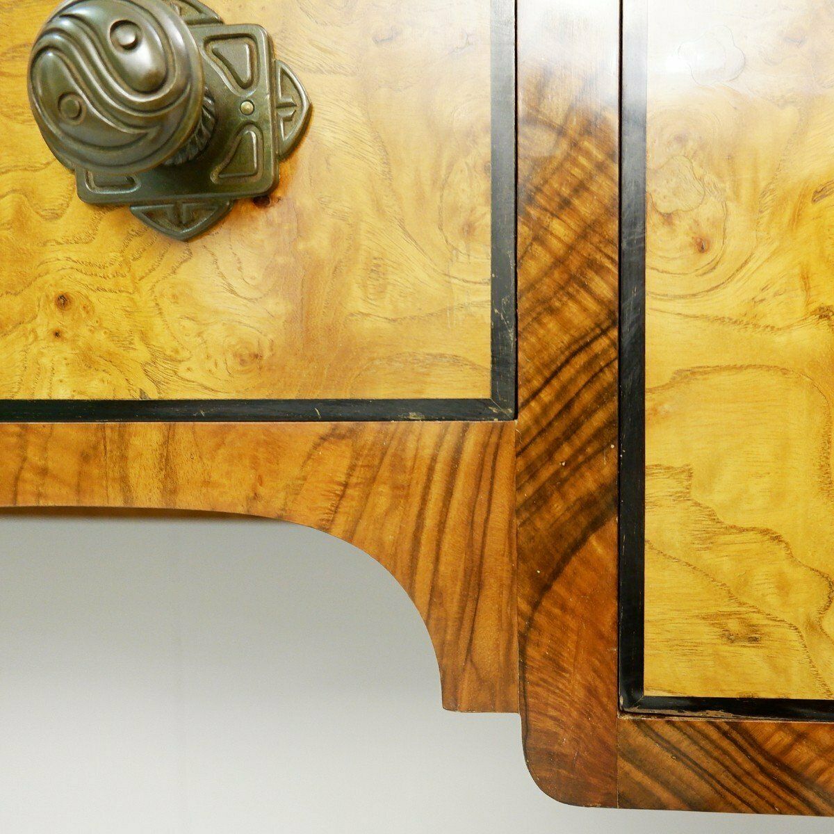 Chest In Walnut And Bronze By Alfred Chambon   Belgium   1920 photo vintage