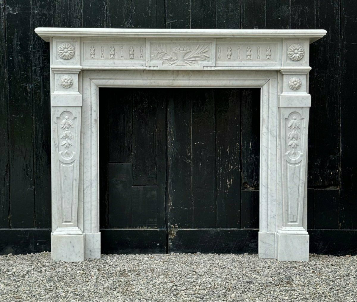 Louis XVI Style Fireplace In White Carrara Marble Circa 1880 photo Home Fixtures