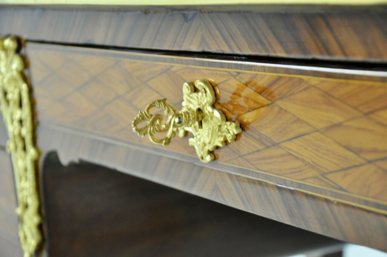 Louis XV Style Desk In Mahogany And Rosewood, Napoleon III Period photo for sale