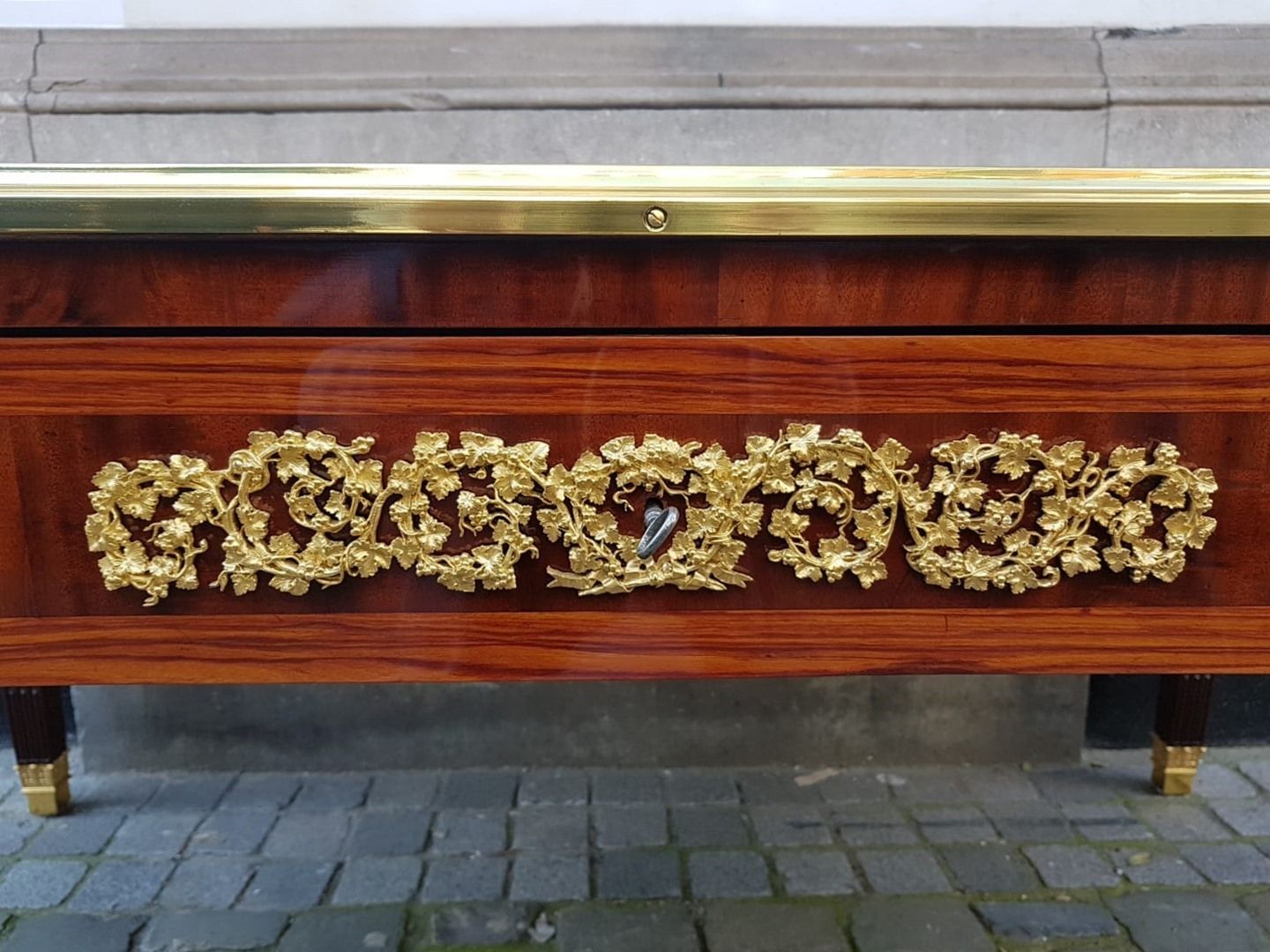 Beautiful And Large Louis XVI Style Desk   Several Species Of Fruitwood   Gilt Bronze Hardware   Leather photo 10500.0