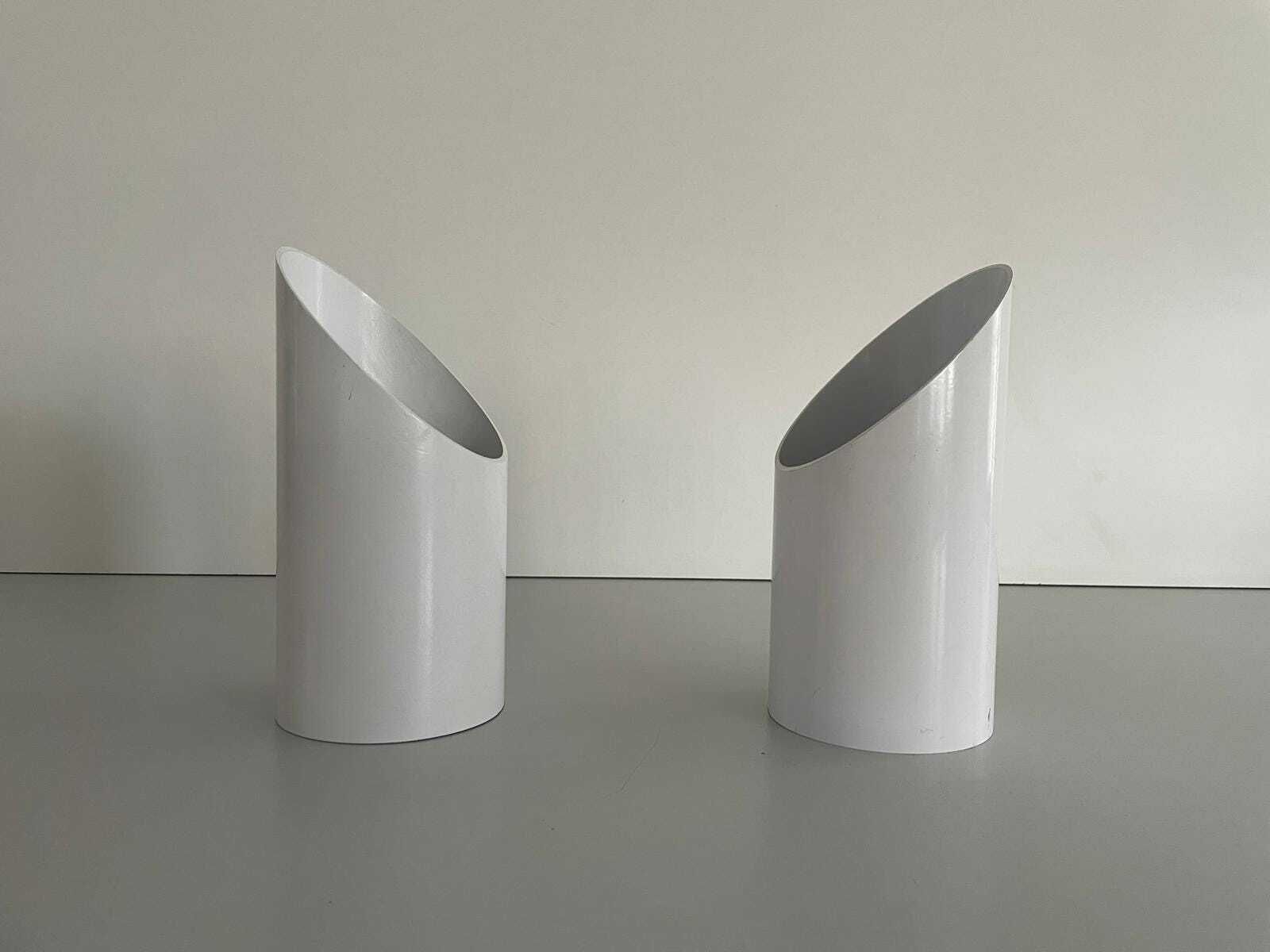 Tubular Design White Metal Pair Of Sconces Or Ceiling Lamps By Francesconi Fratelli Brescia 1, 1970s, Italy photo Lighting