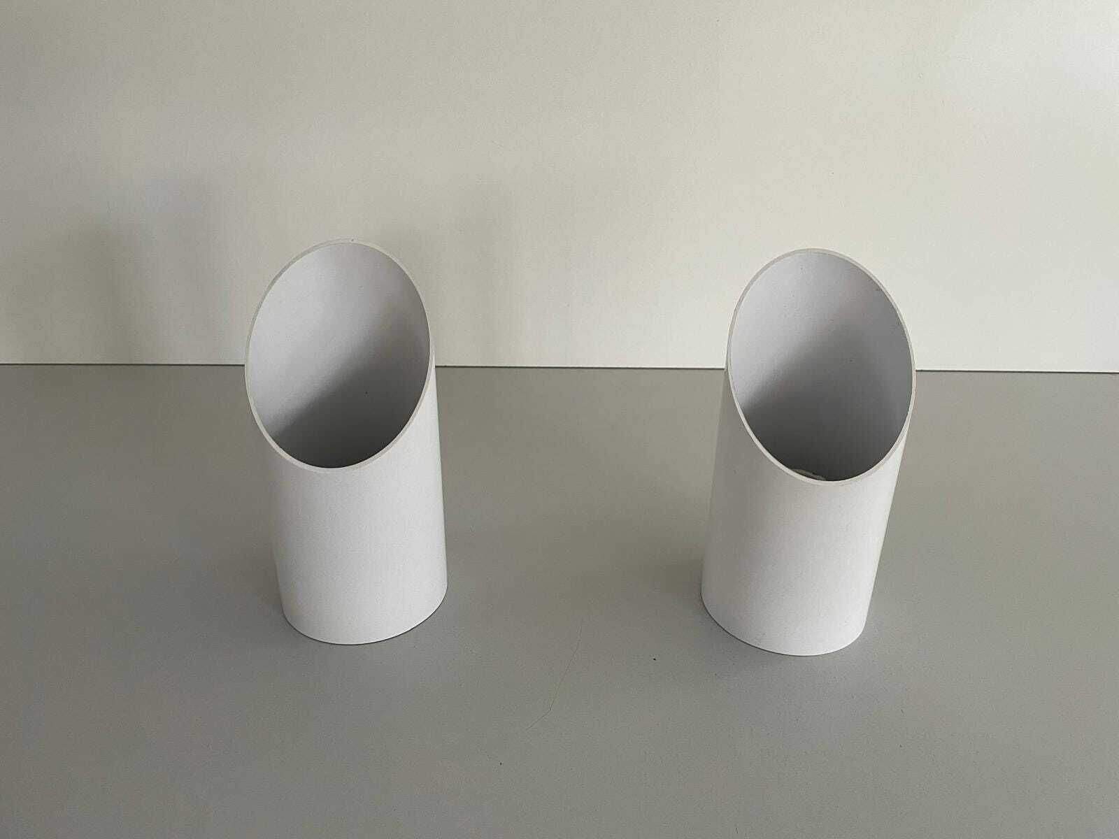 photo for sale Tubular Design White Metal Pair Of Sconces Or Ceiling Lamps By Francesconi Fratelli Brescia 1, 1970s, Italy