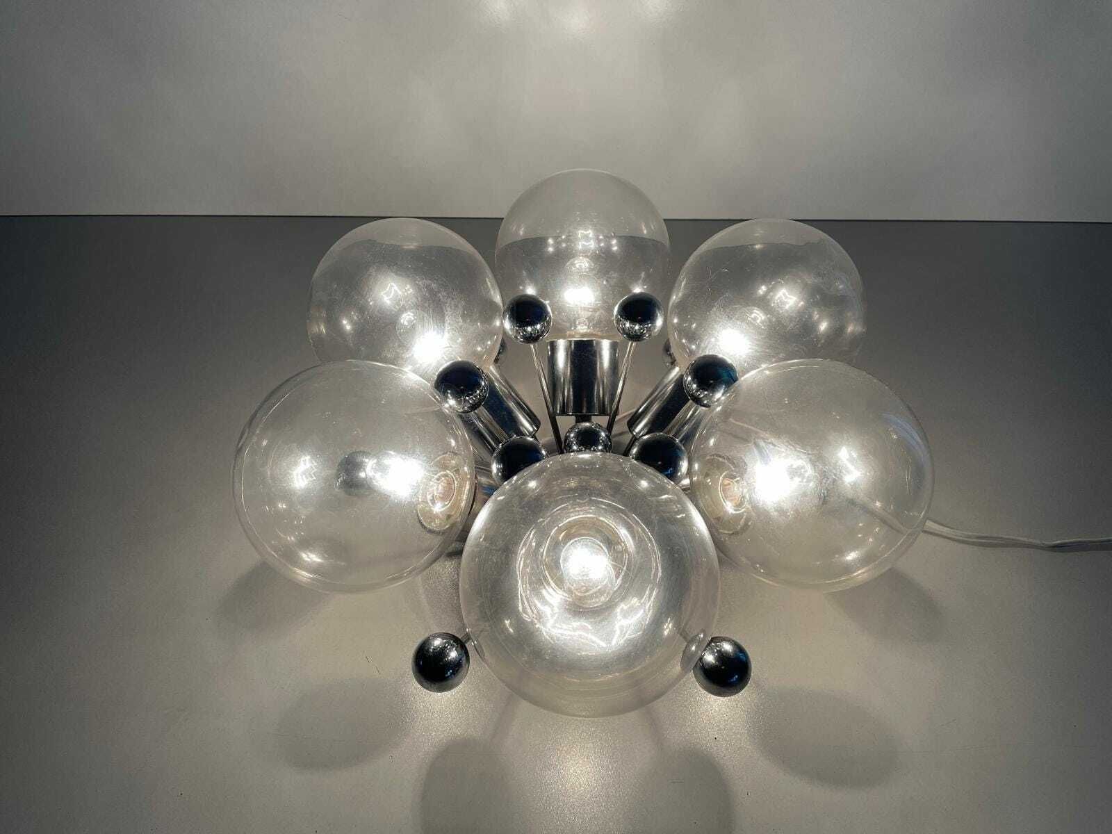 Italian 6 Ball Glass And Chrome Body Atomic Flush Mount Light, 1960s, Italy photo 1887.0
