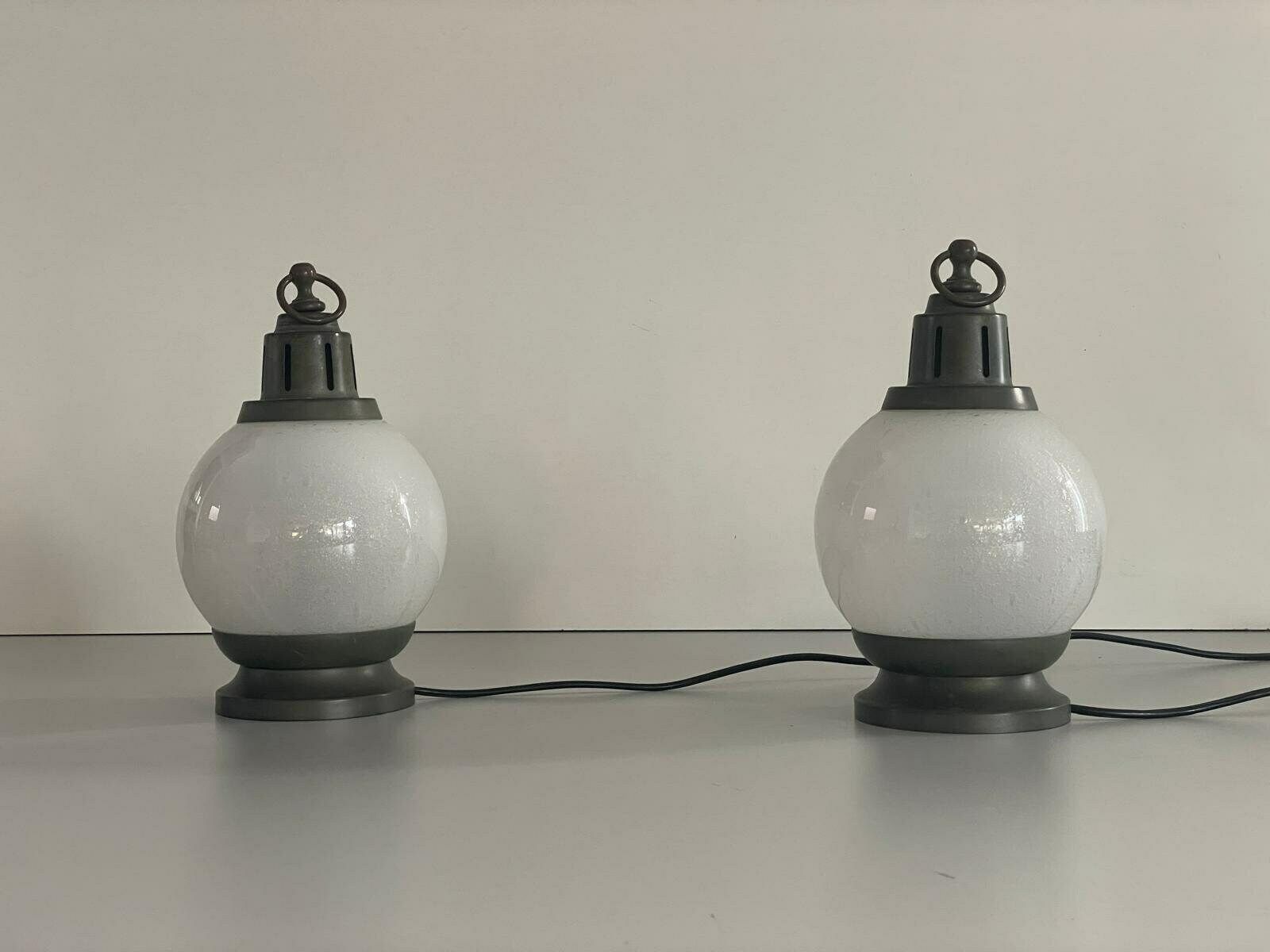 Air Bubble Glass Pair Of Table Lamps By Azucena, 1960s, Italy