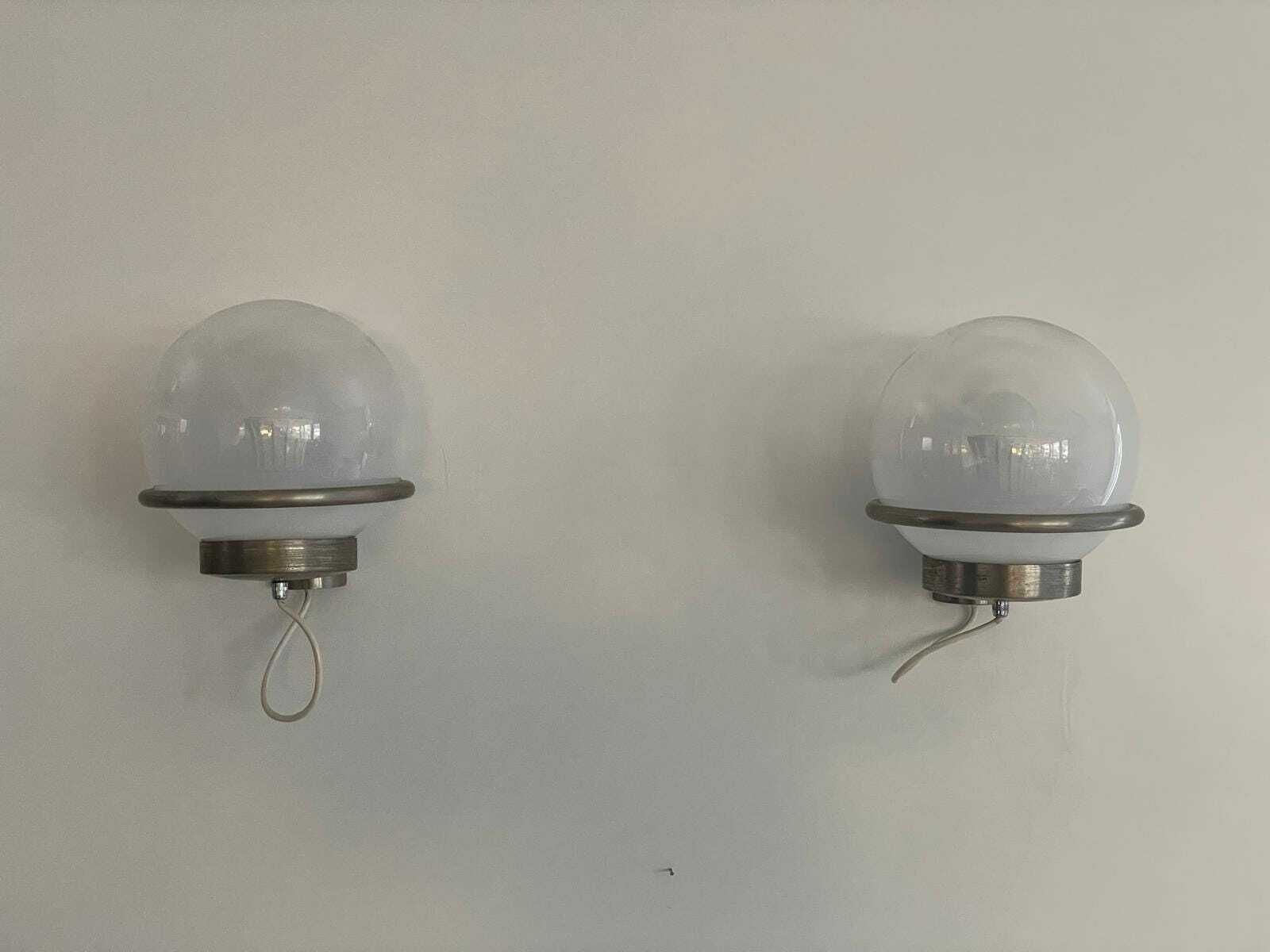 Glass Ball Pair Of Sconces By Candle, 1960s, Italy photo vinterior