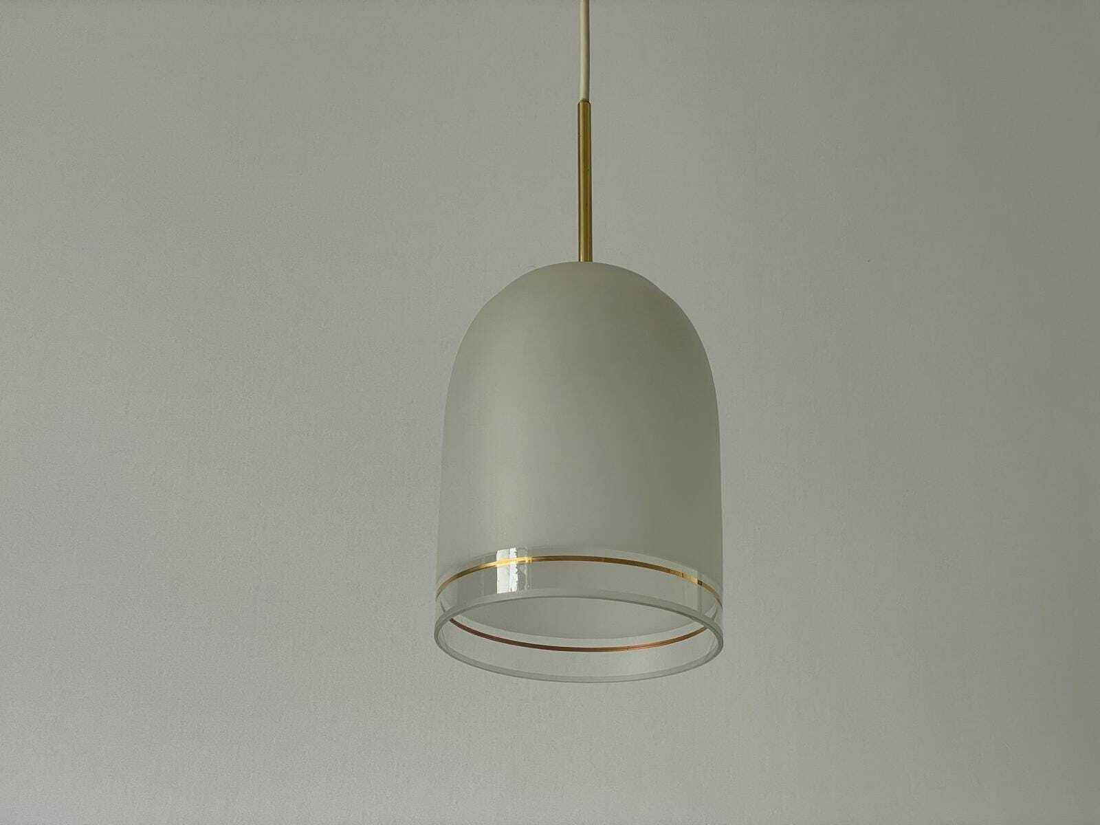 Small Elegant Glass Pendant Lamp By Doria With Gold Details, 1960s, Germany photo vinterior