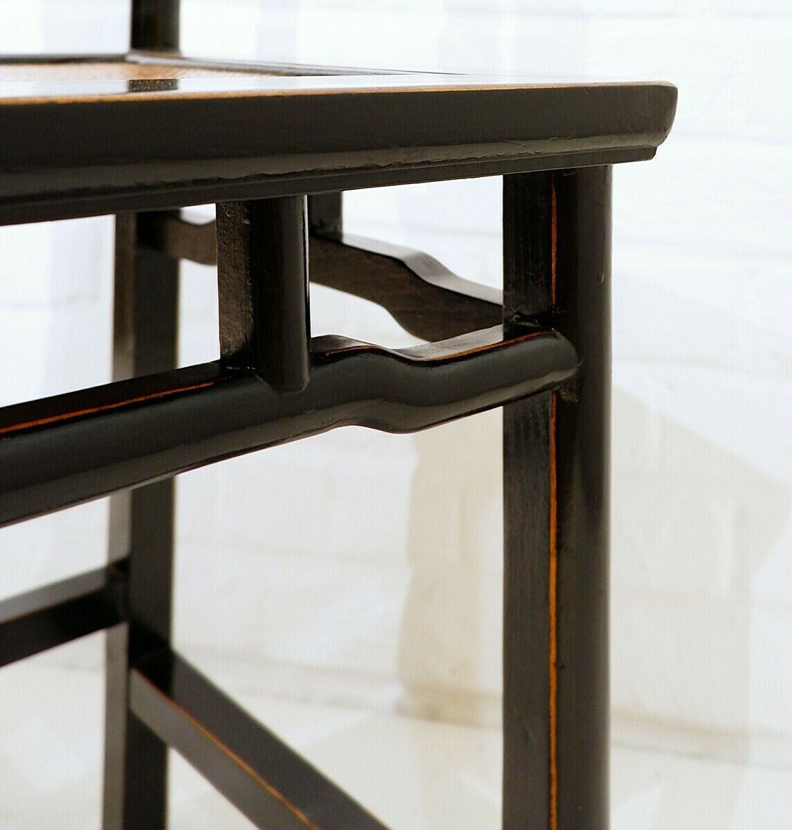 Furniture Set Of 6 Chinese Chairs In Black Lacquered Wood photo