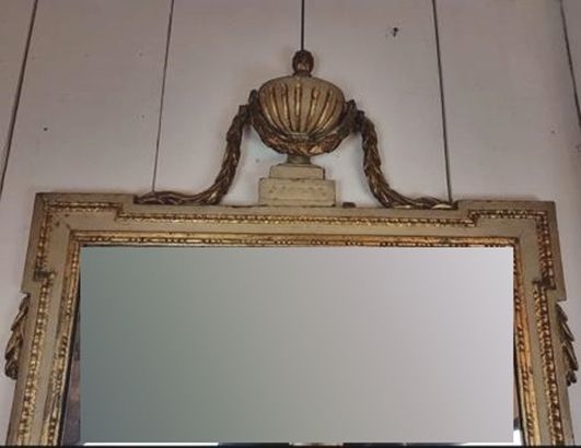 Louis XVI Style Console And Mirror   Slightly Veined White Marble   Gilding And Creamy White Patina photo vinterior