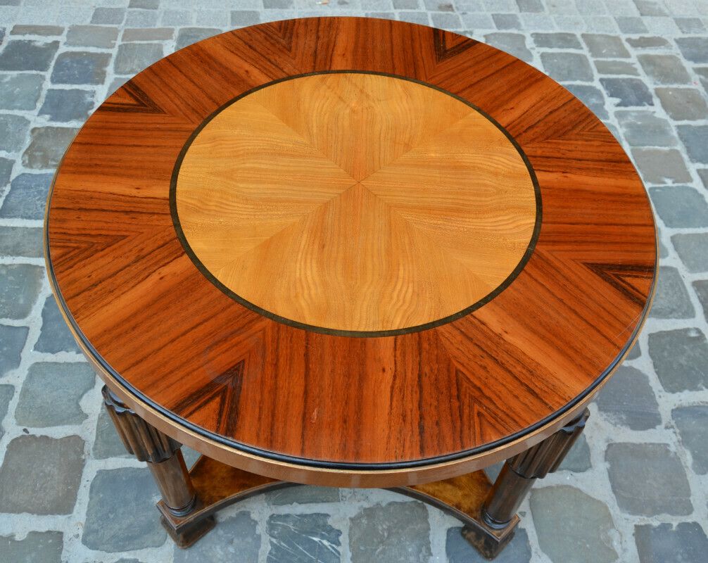 1930's Swedish Pedestal Table In Wooden Marquetry photo 850.0