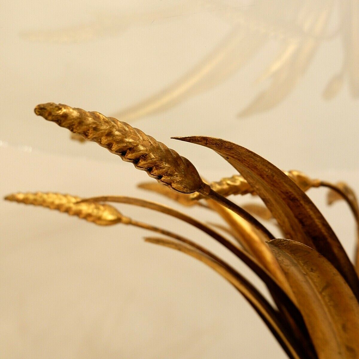 Vintage Gilt Metal Sheaf Of Wheat Coffee Table In The Style Of Coco Chanel, 1960 photo buy