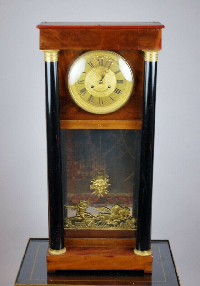 Empire Clock In Mahogany, Black Poly Wood