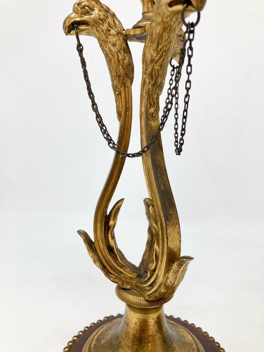Finely Chiseled Bronze Candlesticks With Chimera Heads   Morello Cherry Marble photo Home Decor
