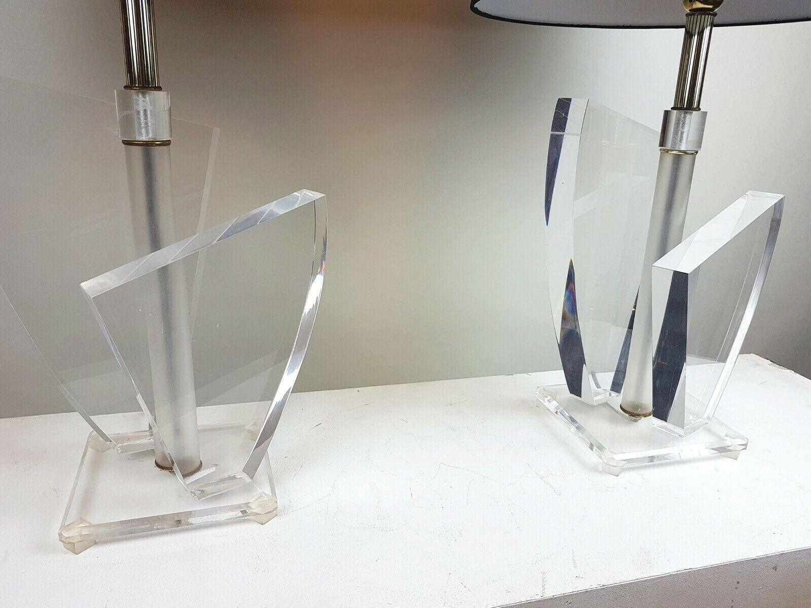 Pair Of Plexiglass Lamps   Lucide   USA 1970   80s photo vintage