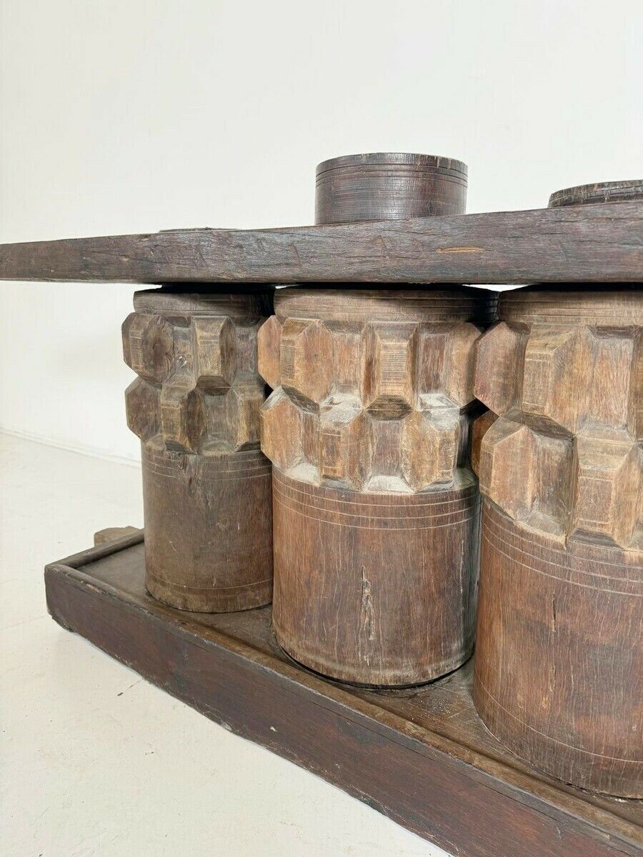 Wooden Console Made Of Sugar Cane Crusher Elements photo vintage