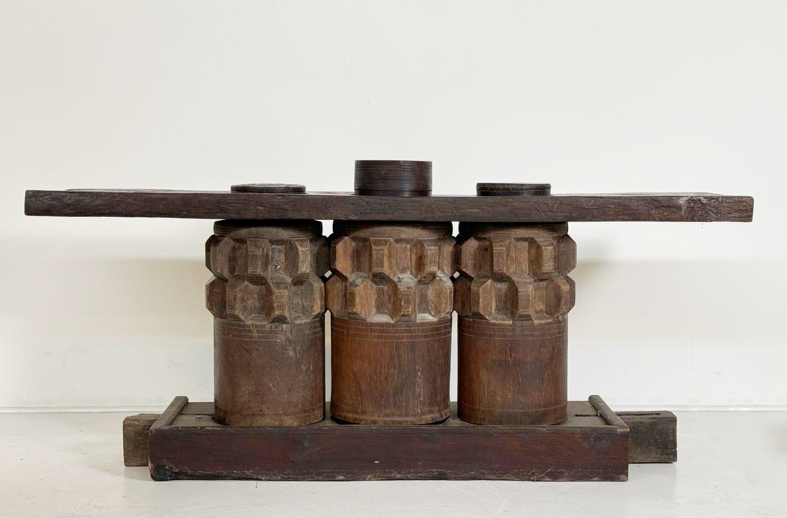 photo for sale Wooden Console Made Of Sugar Cane Crusher Elements
